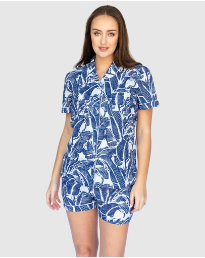 Sant And Abel - Women's Martinique® Blue Banana Leaf Short PJ Set