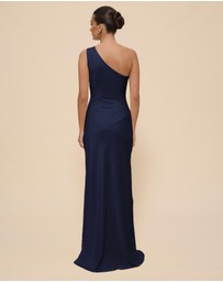 CHANCERY - Hallie Satin One Shoulder Drape Maxi Dress