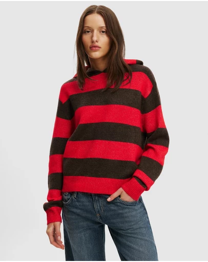 Cotton On - Sporty Stripe Hooded Knit