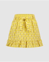 Like FLO - Palm Tree Print Skirt with Belt - Kids-Teens