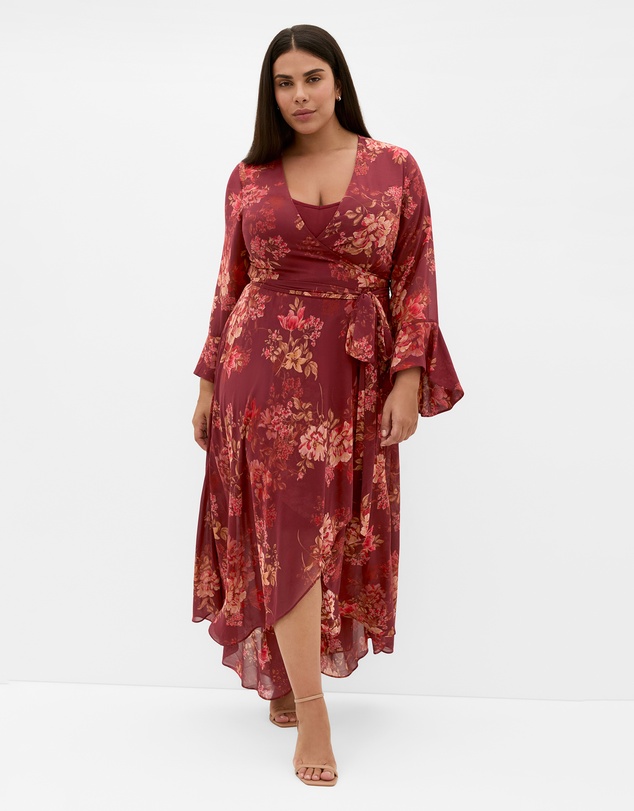 City Chic - Bloom Print Wrap Maxi Dress