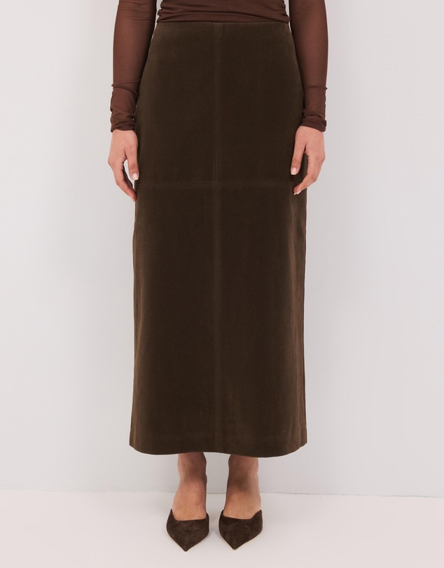 Calli - Maslow Faux Suede Midi Skirt