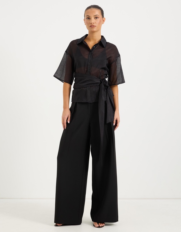 Calli - Elsi Sheer Wrap Short Sleeve Shirt