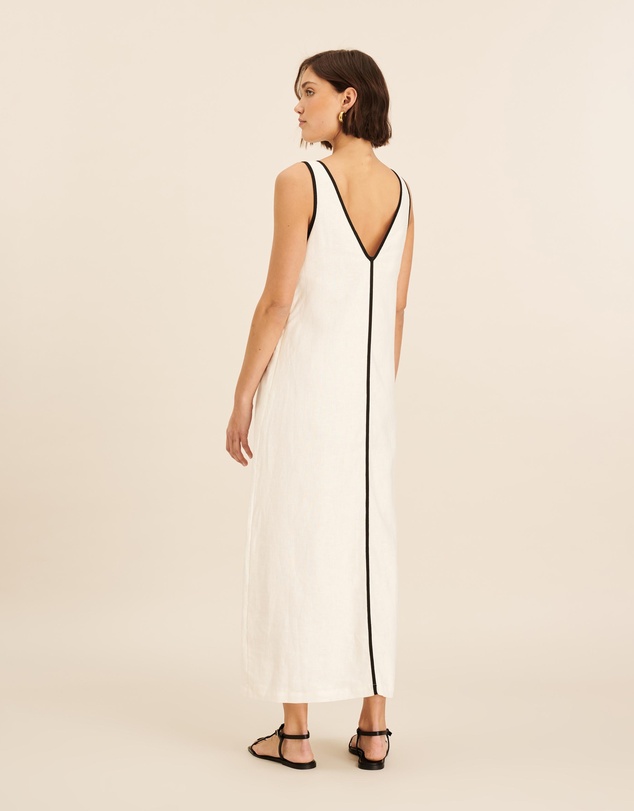 AERE - Zena Linen Contrast Midi Dress
