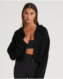 All Fenix - Zip Up Crop Knit Hoodie