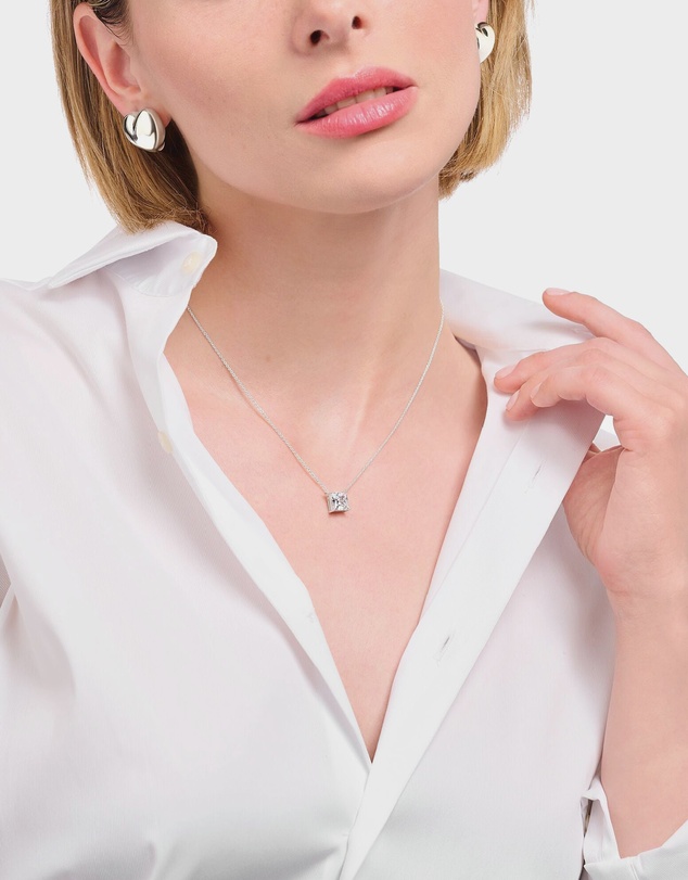 THOMAS SABO - Necklace with square stone pendant in white silver
