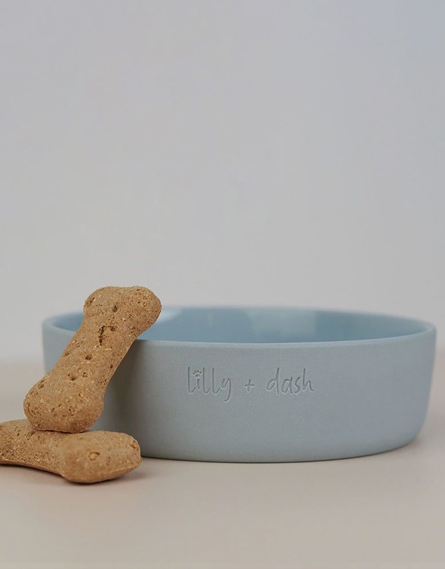 Lilly + Dash - Dog Eat and Drink Set – 2 Bowls + Lick Insert + Wave Placemat Set