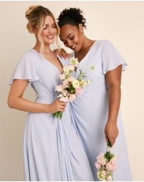 Six Stories - Knot Front Flutter Sleeve Chiffon Bridesmaid Dress