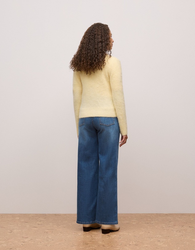 Trenery - Brushed Alpaca Button Through Cardigan in Winter Butter