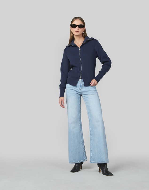 DRICOPER DENIM - Clara Navy Rib Knit Top