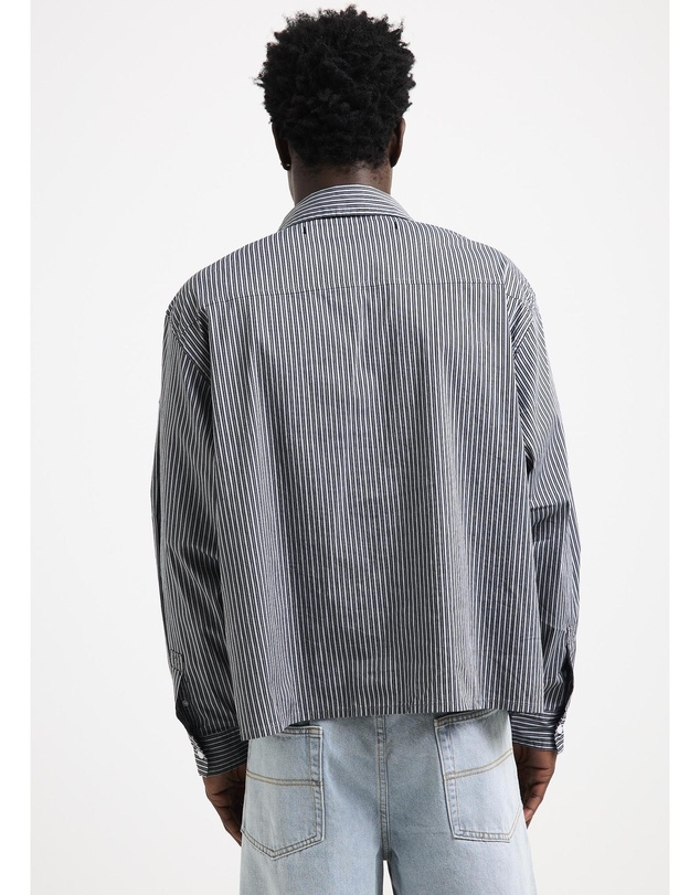 Black Noise White Rain - Miami Striped Long Sleeve Shirt