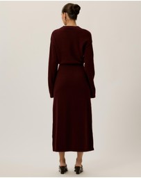 Tussah - Ella Knitted Wrap Front Long Sleeve Midi Dress