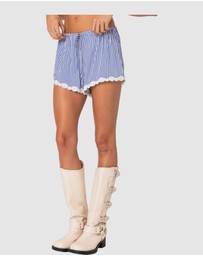 EDIKTED - Patty Striped Lace Trim Shorts