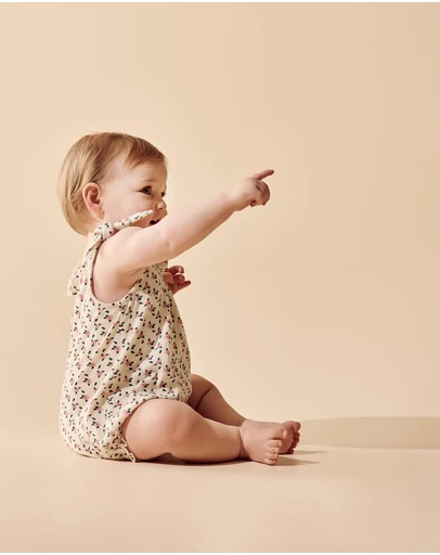 Wilson & Frenchy - Little Blossom Organic Crinkle Tie Playsuit - Babies