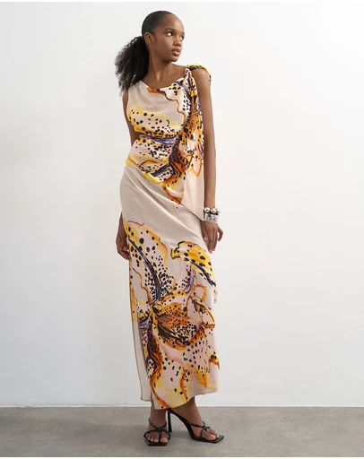 TOPSHOP - Vana Tie Neck Maxi Dress