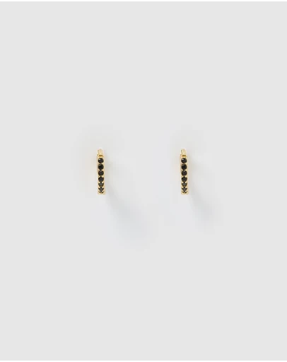 Izoa - Jas Mini Huggie Earrings Gold Black