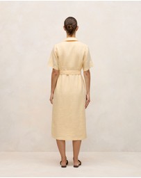 Trenery - Linen Button Detail Shirt Dress in Butter