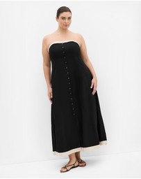 City Chic - Plus size Contrast Strapless Maxi Dress - black