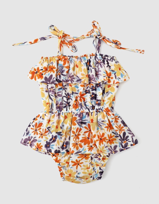 WITH LOVE FOR KIDS - Cotton Muslin Ruffle Playsuit - Babies