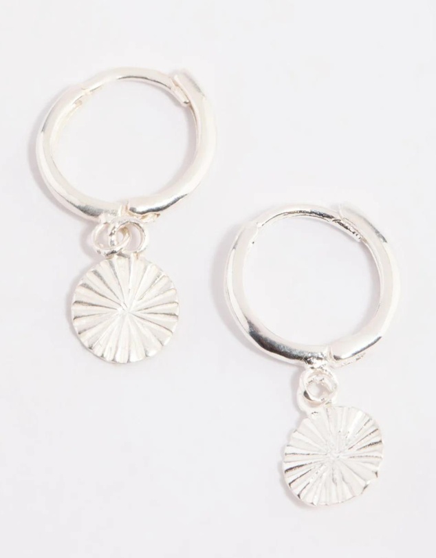 Lovisa - Sterling Silver Etched Huggie Hoop Earrings