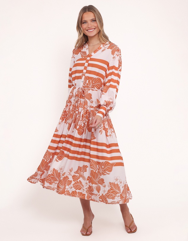 Petal & Pup - Jules Long Sleeve Dress - White/Orange