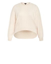 City Chic - Plus size Kenia Crew Neck Knit Jumper - cream