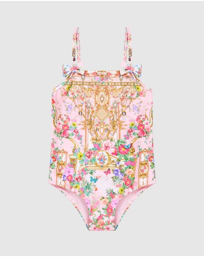 Camilla - Straight Neck One Piece With Bows - Babies