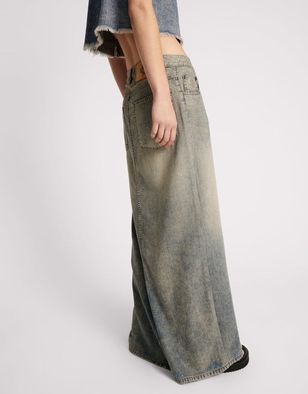 ONE TEASPOON - Dirty Blue Denim Column Skirt