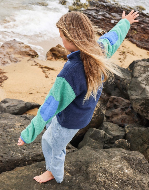 Skwosh - Skwosh Kids Polar Fleece Utility Jacket in Green/Blue
