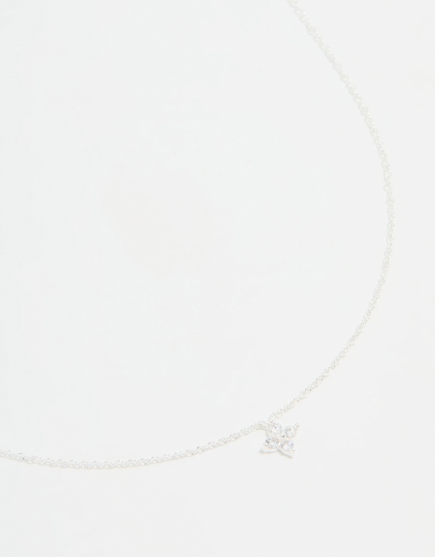 Lovisa - Sterling Silver Cubic Zirconia Micro Flower Pendant Necklace
