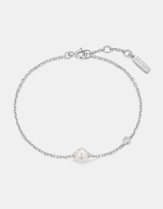 Ania Haie - Silver Shell Pearl & Bezel-Set Sparkle Bracelet