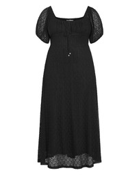City Chic - Plus size Lani Lace Short Sleeve Midi Dress - black