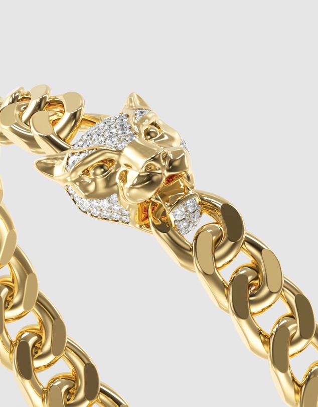 GUESS - GUESS Mens Gold-Tone Panther Chain Bracelet