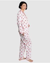 Sant And Abel - Women's Reindeer Red Long PJ Set