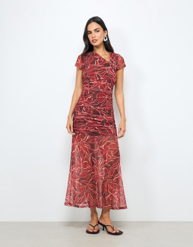 AERE - Polina Mesh Midi Dress