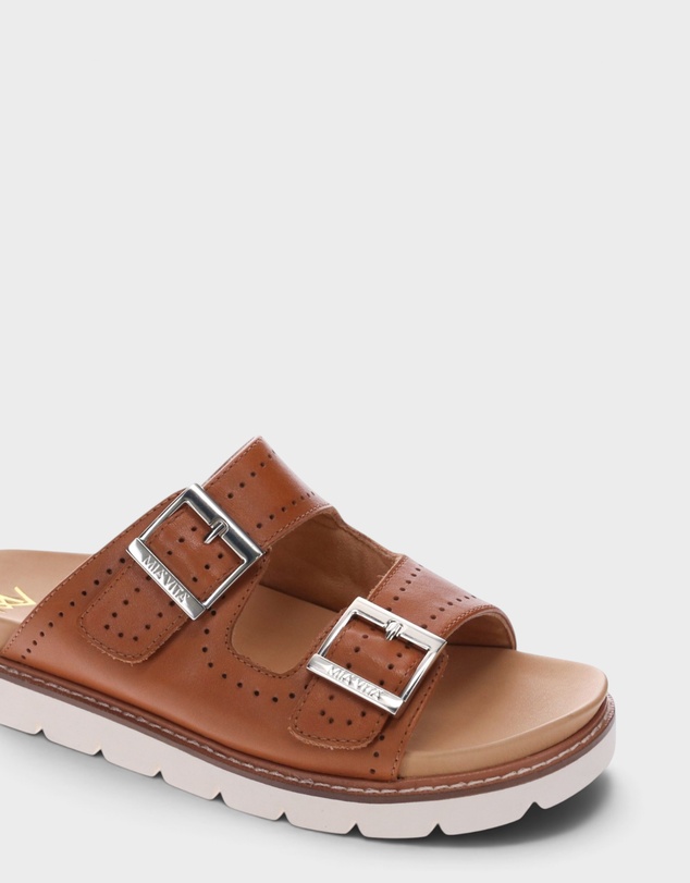 Mia Vita - Daisy Leather Slide - Tan