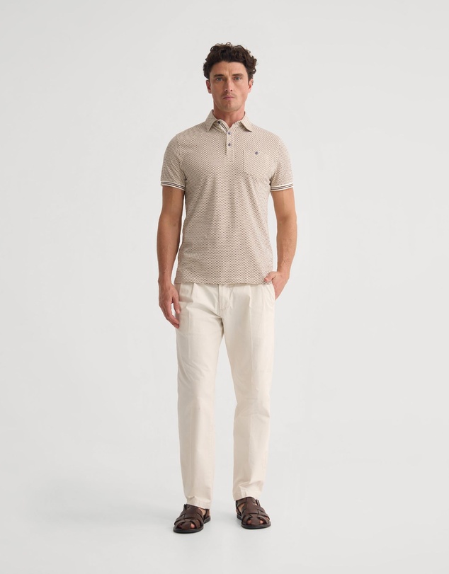 Oxford - Milo Printed Jersey Polo With Pocket