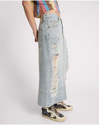 ONE TEASPOON - Fleetwood Cassidy Mid Waist Long Denim Column Skirt