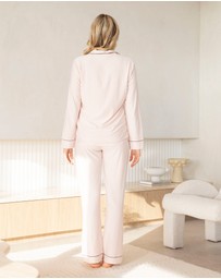 Angel Maternity - Maternity and Nursing Long Sleeve Pyjama Set in Pink Stripe