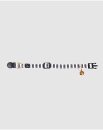 Mog & Bone - Hemp Cat collar - Charcoal Hampton stripe Print