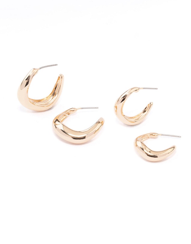 Lovisa - Gold Wave Matched Hoop Earring Pack