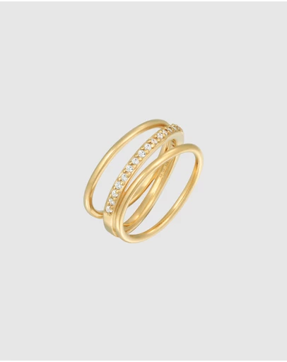 Elli Jewelry - Ring Wrap Zirconia 925 Sterling Silver Gold Plated