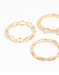 Lovisa - Gold Pearl & Twist Ring 5-Pack