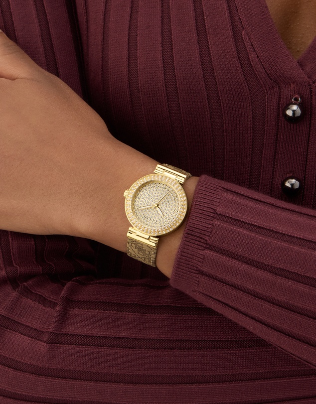 GUESS - Guess Ivy Ladies Beige Gold Tone Analogue Watch