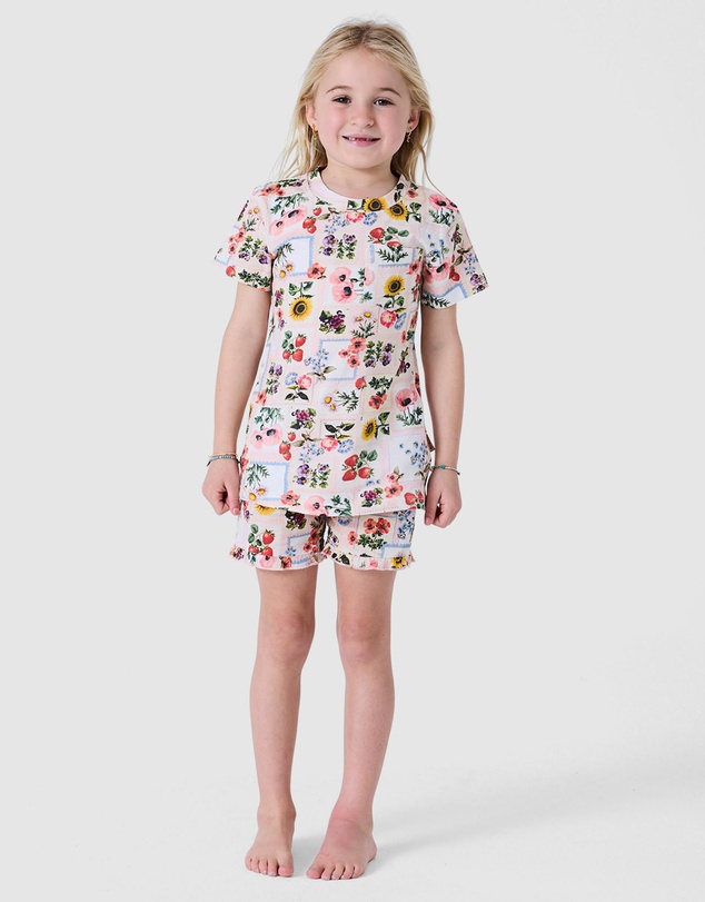 Kip&Co - Sweet Life Organic Cotton Short Sleeve Tee Frill Short Pyjama Set - Babies-Teens
