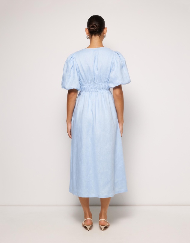 AERE - Aster Tie Front Linen Midi Dress