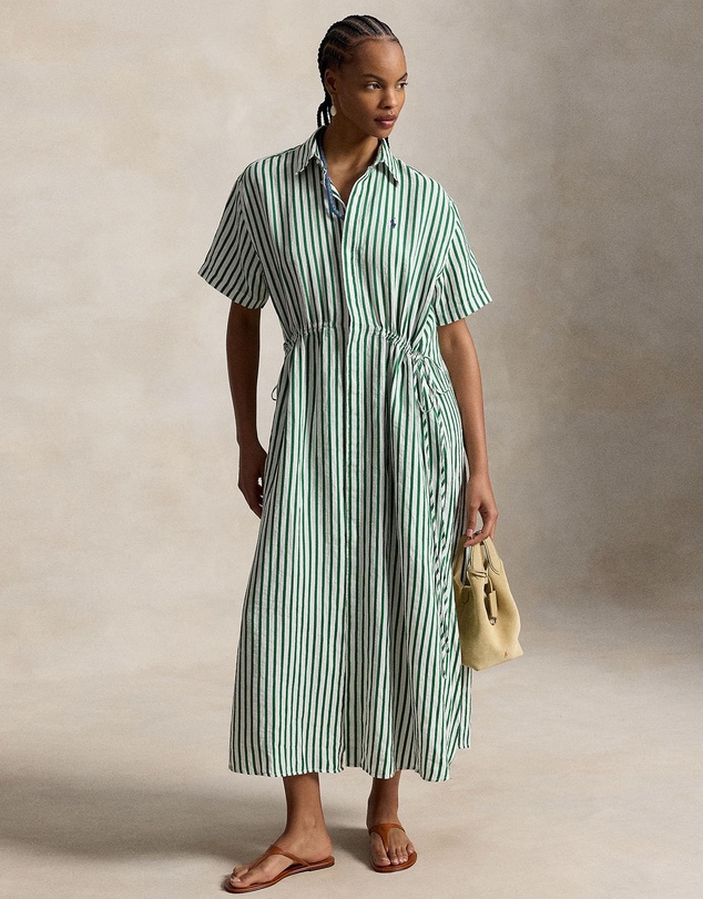 Polo Ralph Lauren - Striped Linen-Cotton Drawcord Shirtdress