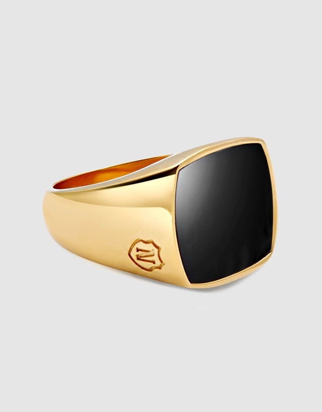 Nialaya Jewellery - Men's Cocktail Ring with Onyx