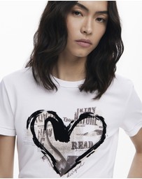Desigual - Newspaper heart T-shirt