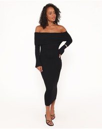 Petal & Pup - Domitia Off Shoulder Knit Dress - Black
